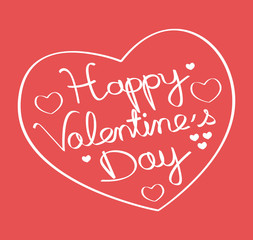 Naklejka premium Happy valentine's day ! White hand drawn heart shape on a red background. Vector illustration.