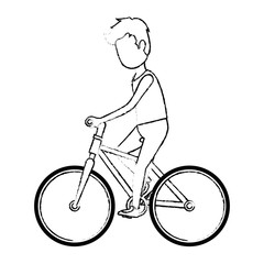 man riding bicycle avatar character vector illustration design