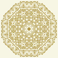 Elegant vector ornament in classic style. Abstract traditional round golden pattern with oriental elements. Classic vintage pattern