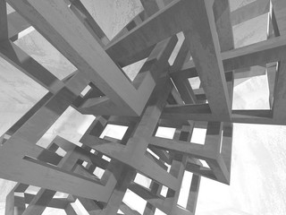 Dark concrete empty room. Modern architecture design