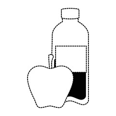 bottle water plastic with apple vector illustration design