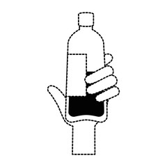 hand with bottle water plastic vector illustration design