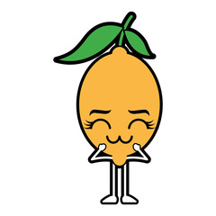 citrus lemon kawaii cartoon fruit vector illustration