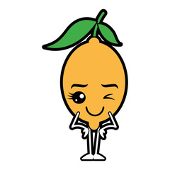 citrus lemon kawaii cartoon fruit vector illustration