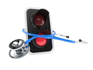 Stethoscope with red traffic light