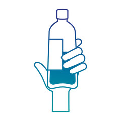 hand with bottle water plastic vector illustration design