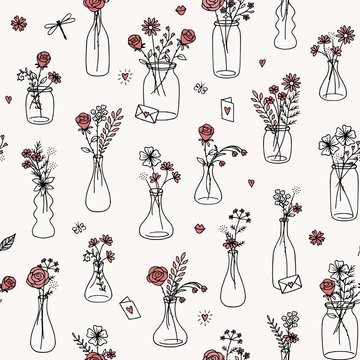 Seamless flower bouquet pattern for Valentine's Day, weddings, and other occasions