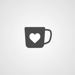 Cup with heart valentines day vector icon