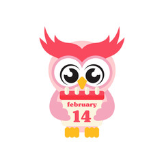 cartoon cute owl with lovely calendar