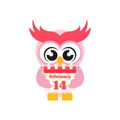 cartoon cute owl with lovely calendar