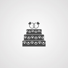 Cake with heart valentines day vector icon