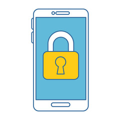 smartphone device with padlock vector illustration design