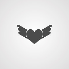 Heart with wings valentines day vector icon