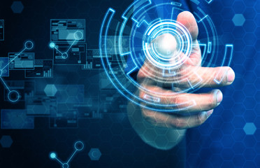 business hand press interface technology