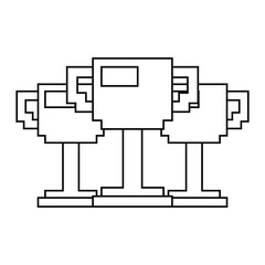 set of pixelated trophy award game vector illustration linear design