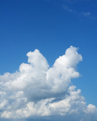 Naklejka na ściany i meble One big cloud against sky. Cloudy blue sky over horizon.