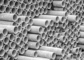 Asbestos pipes for drain in construction site.Background
