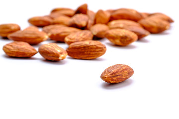 Almonds on White background