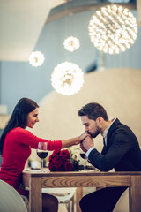 Romantic couple in restaurant