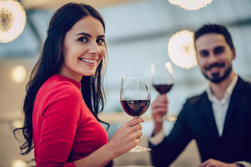 Romantic couple in restaurant