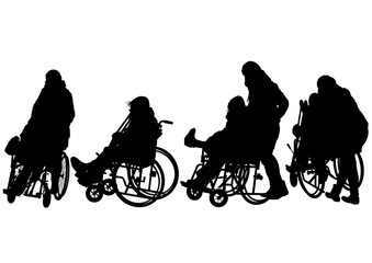 Fototapeta na wymiar Woman in a wheelchair on a white background