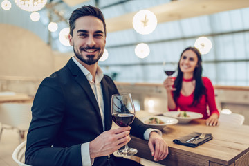 Romantic couple in restaurant