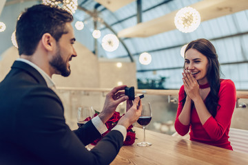 Romantic couple in restaurant