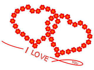 I love you with two red hearts - illustration