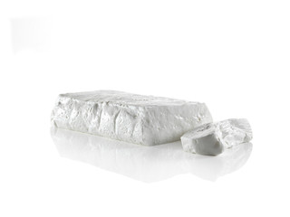 Crescenza fresh cheese on white background