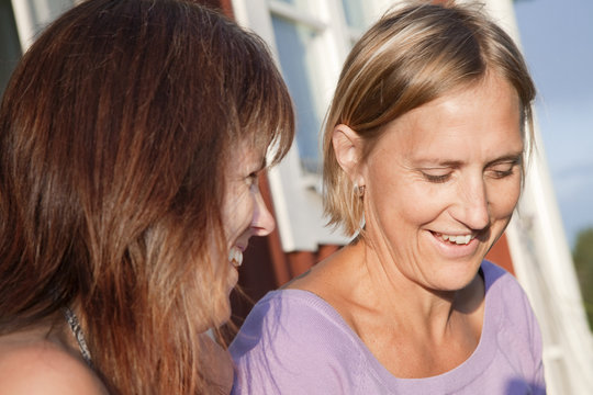 Two laughing women
