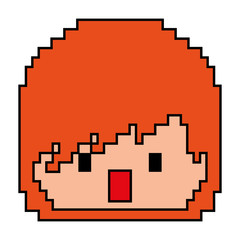 pixelated face boy video game avatar vector illustration