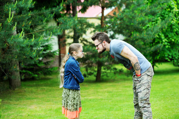 Fototapeta premium Kid girl and father