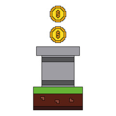 pixeled golden coin treasure score vector illustration