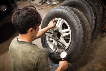 Checking the Air Pressure of a Tire