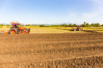 Fototapeta premium Tractor preparing land