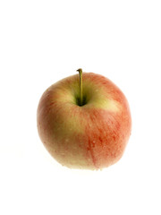 wet apple on white background