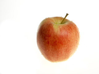 wet apple on white background