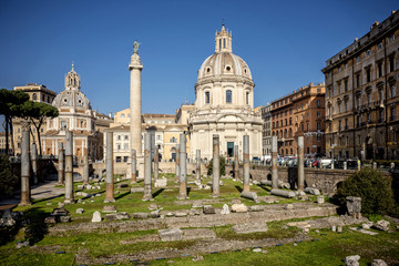 Obraz premium Forum Trajana (Foro Di Traiano) w Rzymie, Włochy.