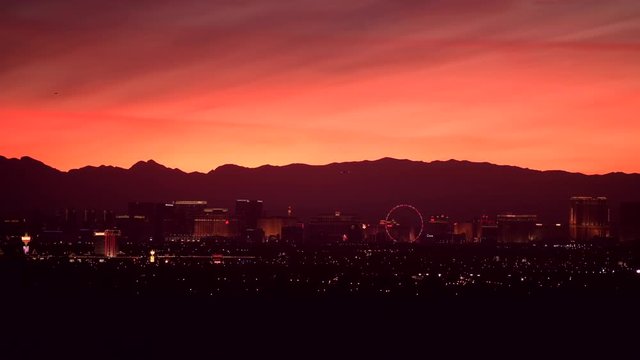 November 9, 2017. Las Vegas Scenic Skyline Sunset. City Panorama with Strip on Horizon. Nevada, United States of America.