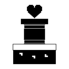 heart love life video game vector illustration black and white design
