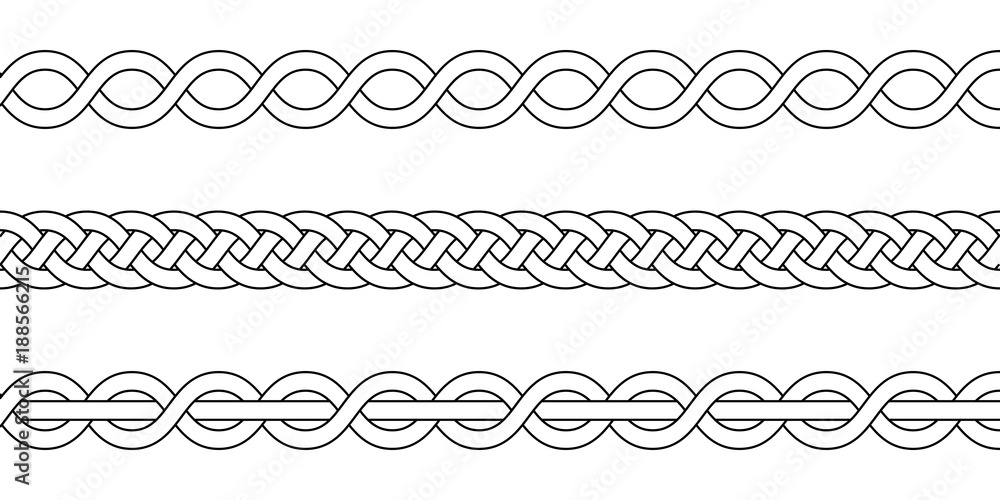 Poster macrame crochet weaving, braid knot, vector knitted braided pattern intersecting strands wicker