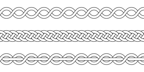 macrame crochet weaving, braid knot, vector knitted braided pattern intersecting strands wicker