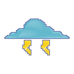 pixelated cloud and thunderbolt weather storm vector illustration