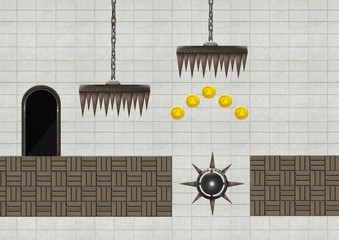 Computer Game Level with traps and coins