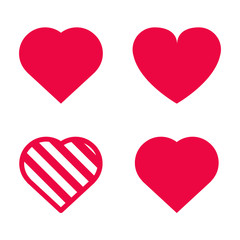 Hearts icons. Set of red hearts icons