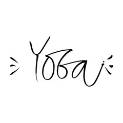 Hand lettering Yoga logo letters. Can be printed on greeting cards, paper and textile designs.