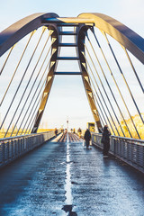 modern bridge on a warm autumn day