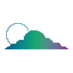 pixelated cloud and sun weather day vector illustration blur background color gradient
