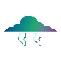 Obraz premium pixelated cloud and thunderbolt weather storm vector illustration blur background color gradient