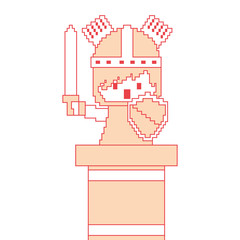 pixel character knight game interface level vector illustration orange color image